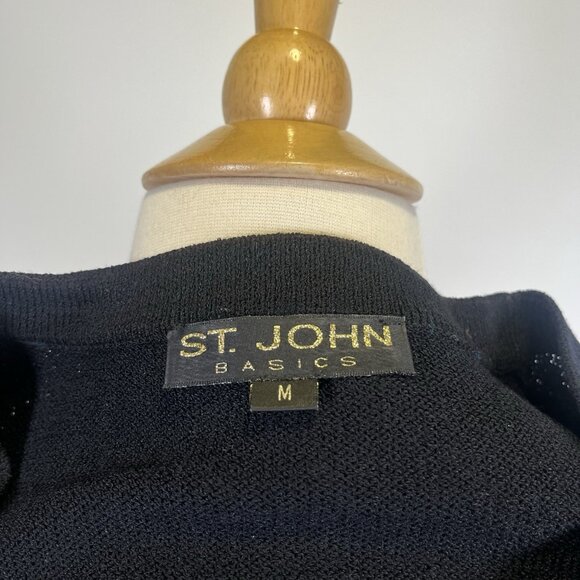 Vintage St. John Basics Santana Knit Sweater Short Sleeve Crew Neck Black Medium - Picture 8 of 9